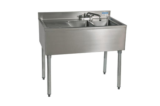 18"X36" Underbar Sink w/ Legs 2 Compartment Left Drainboard & Faucet-cityfoodequipment.com