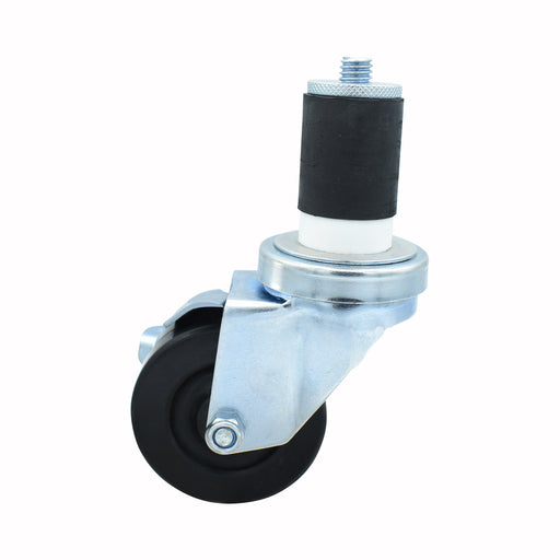 3" Hard Rubber Wheel With 1 5/8" Expanding Stem Swivel Caster With Top Lock Brake-cityfoodequipment.com