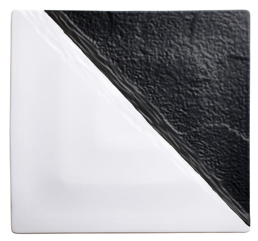 Ardesia Visca 13"Sq Porcelain Square Platter, Black & White, 2 pcs/pack (3 Pack)-cityfoodequipment.com