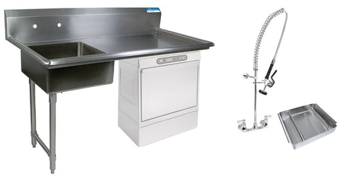 60" Left Side Undercounter Dish Table Kit With PreRinse-cityfoodequipment.com