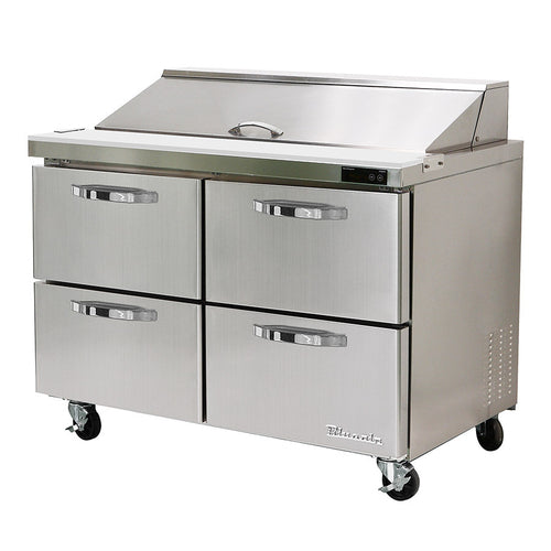 Sandwich Prep Table, Two-Section, 48-3/8"W, 13.1 Cu. Ft. Capacity, Rear-Mounted-cityfoodequipment.com