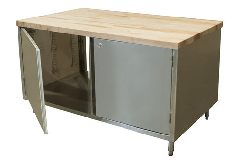 30" X 48" Dual SidedMaple Top Cabinet Base Chef Table Hinged Door w/Locks-cityfoodequipment.com