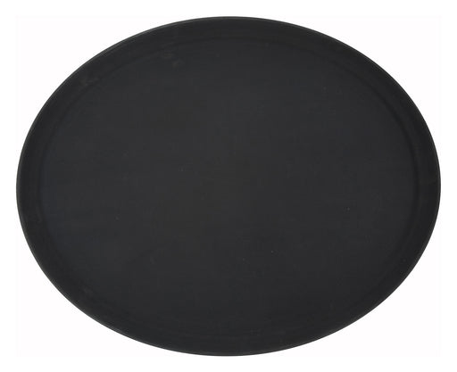22" x 27" Easy Hold Rubber Lined Tray, Black, Oval (6 Each)-cityfoodequipment.com