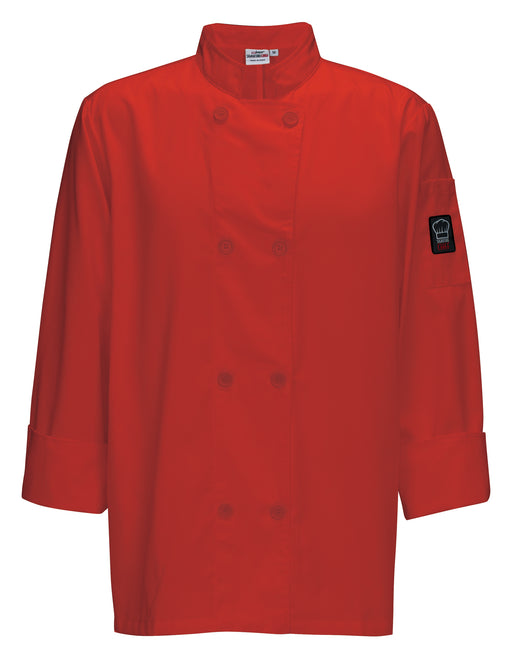 Tapered Chef Men's Jacket, Red, 2XL (12 Each)-cityfoodequipment.com