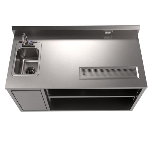 Stainless Beverage Table, Sink On Left 5" Riser Electric Outlet 30X60-cityfoodequipment.com