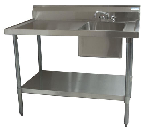 S/S Prep Table w/Sink Right Side 6"Riser Faucet 72"Wx30"D-cityfoodequipment.com