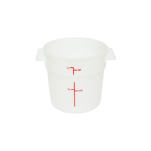 1 QT ROUND FOOD STORAGE CONTAINER, PP, WHITE LOT OF (Ea)-cityfoodequipment.com