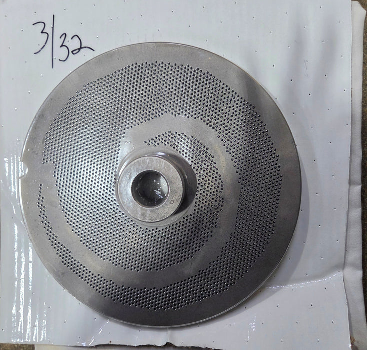 3/32 GRINDER PLATE W HUB AND BONE COLLECTOR 11 INCH DIAMETER-cityfoodequipment.com