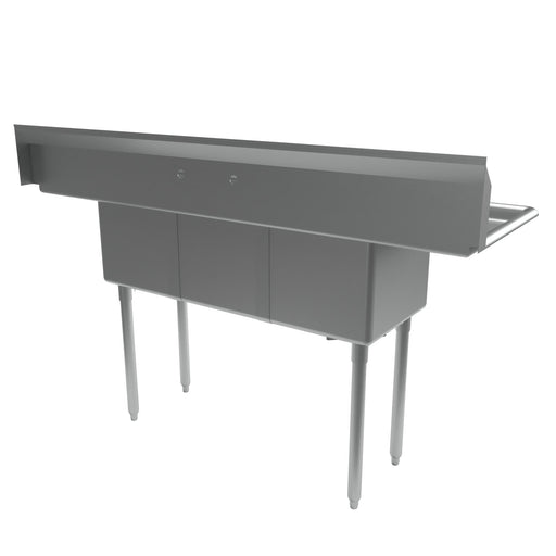 BK Resources BKS-3-1416-12-12T 66" 3 Compartment Sink w/ 14"L x 16"W Bowl, 12" Deep-cityfoodequipment.com