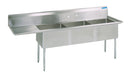 BK Resources BKS-3-1824-14-24L 80 1/2" 3 Compartment Sink w/ 18"L x 24"W Bowl, 14" Deep-cityfoodequipment.com