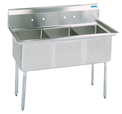 BK Resources BKS-3-24-14 77" 3 Compartment Sink w/ 24"L x 24"W Bowl, 14" Deep-cityfoodequipment.com