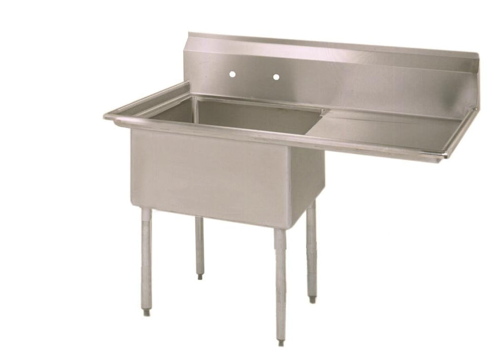 BK Resources ES-1-18-12-18R 38 1/2" 1 Compartment Sink w/ 18"L x 18"W Bowl, 12" Deep, Right Drainboard-cityfoodequipment.com