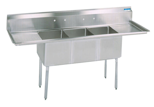 BK Resources ES-3-24-14-24T 120" 3 Compartment Sink w/ 24"L x 24"W Bowl, 14" Deep-cityfoodequipment.com