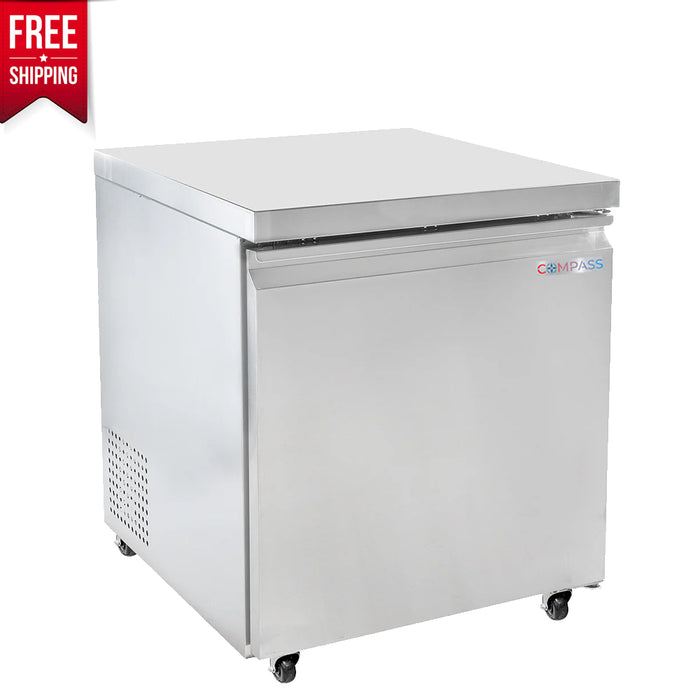 Compass PUC27R 27" Undercounter Refrigerator – Single Section, Stainless Steel Exterior, 115V-cityfoodequipment.com
