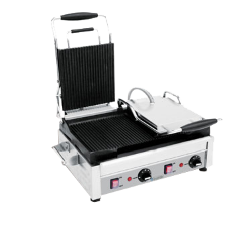 Eurodib SFE02365-240 Double Commercial Panini Press W/ Cast Iron Grooved Plates, 240v/1ph-cityfoodequipment.com