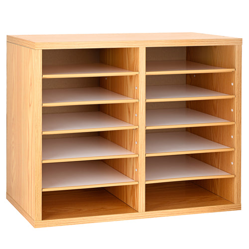 Alpine Industries ADI500-12-MEO 12 Compartment Paper Sorter/literature File Organizer - Wood, Brown-cityfoodequipment.com