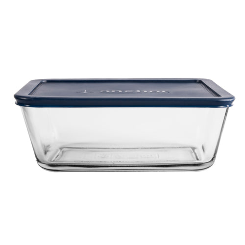 Anchor Hocking 85912L20 4 3/4 Cup Rectangular Food Storage Glass W/ Blue Lid-cityfoodequipment.com