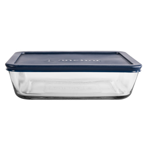 Anchor Hocking 85913L20 6 Cup Rectangular Food Storage Glass W/ Blue Lid-cityfoodequipment.com