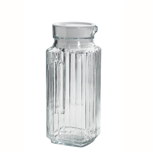 Anchor Hocking 93411R 1 Qt Bistro Pitcher W/ White Stopper - Glass, Clear-cityfoodequipment.com