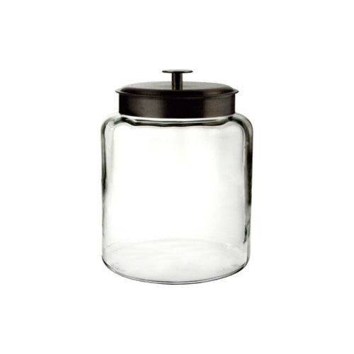 Anchor Hocking 98531AHG17 2 Gal Montana Glass Jar W/ Black Metal Lid-cityfoodequipment.com