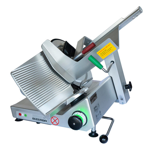 Bizerba GSPHI90-GCB Manual Gravity Feed Meat & Cheese Slicer W/ 13" Blade, Safety Illuminated Dial, Aluminum, 1/2 Hp-cityfoodequipment.com