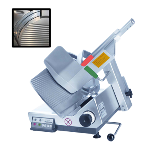 Bizerba GSPHDI150-GCB Automatic Gravity Feed Meat & Cheese Slicer W/ 13" Blade, Safety Illuminated Dial, Aluminum, 1/2 Hp-cityfoodequipment.com
