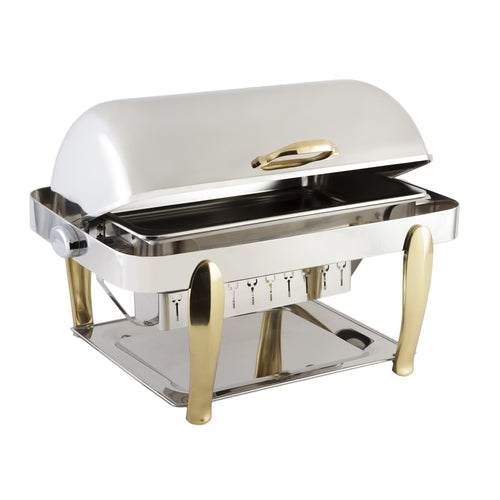 Bon Chef 10040 Full Size Chafer W/ Roll Top Lid & Chafing Fuel Heat-cityfoodequipment.com