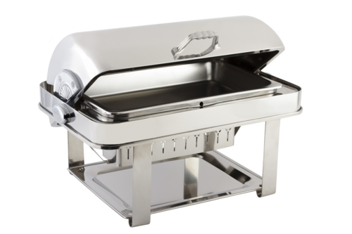 Bon Chef 12004CH Full Size Chafer W/ Roll-Top Lid & Chafing Fuel Heat-cityfoodequipment.com