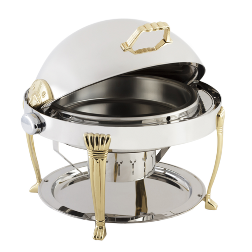 Bon Chef 12009 8 Qt Round Chafer W/roll-Top Lid & Chafing Fuel Heat-cityfoodequipment.com
