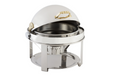 Bon Chef 12010 2-Gallon Roll Down Round Chafer, Stainless W/ Brass Accent-cityfoodequipment.com