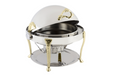 Bon Chef 17000G 2-Gallon Round Roll Down Chafer, Stainless W/ Gold Plate-cityfoodequipment.com
