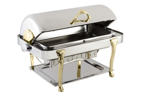 Bon Chef 17040G Full Size Chafer W/ Roll-Top Lid & Chafing Fuel Heat-cityfoodequipment.com