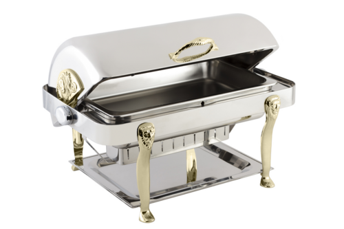 Bon Chef 18040G Full Size Chafer W/ Roll-Top Lid & Chafing Fuel Heat-cityfoodequipment.com