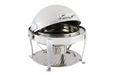 Bon Chef 19000CHH 2-Gallon Round Roll Down Chafer, Stainless W/ Hammered-cityfoodequipment.com