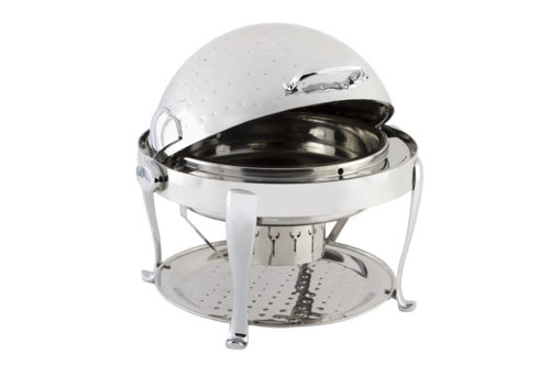 Bon Chef 19000CHH 2-Gallon Round Roll Down Chafer, Stainless W/ Hammered-cityfoodequipment.com