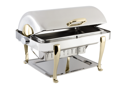 Bon Chef 19040 Full Size Chafer W/ Roll-Top Lid & Chafing Fuel Heat-cityfoodequipment.com