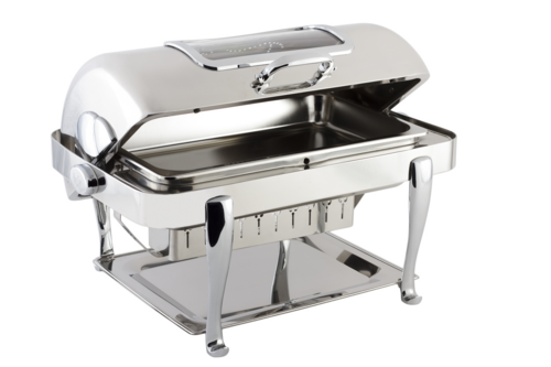 Bon Chef 19041CH Full Size Chafer W/ Roll Top Lid & Chafing Fuel Heat-cityfoodequipment.com