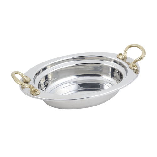 Bon Chef 5204HR 2 Qt Full Oval Food Pan W/ Round Handle, 2 1/2" Deep, Stainless-cityfoodequipment.com