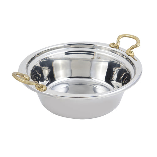Bon Chef 5256HR 4-Qt Casserole Steamtable Dish, 4" Deep, Round Handle, Stainless-cityfoodequipment.com