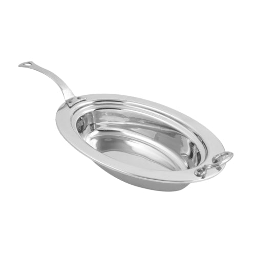 Bon Chef 5299HLSS Full Oval Food Pan W/ Long Stainless Handle, Heavy Gauge High Polish-cityfoodequipment.com