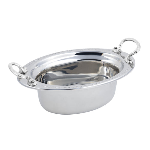Bon Chef 5303HRSS Full Oval Food Pan W/ Round Stainless Handle, 4 1/4" Deep, Bolero-cityfoodequipment.com