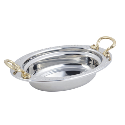 Bon Chef 5304HR 2-Qt Full Oval Food Pan W/ Round Handle, Bolero, Stainless-cityfoodequipment.com