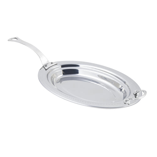 Bon Chef 5388HLSS 2.5-Qt Full Oval Food Pan W/ Long Stainless Handle, 2" Deep, Bolero-cityfoodequipment.com