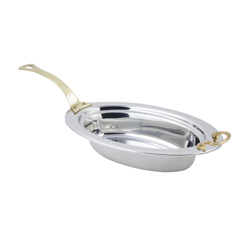 Bon Chef 5399HL Full Oval Food Pan, Long Handle, 3 1/2" Deep, Heavy Gauge Stainless-cityfoodequipment.com