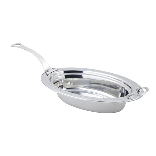 Bon Chef 5399HLSS Full Oval Food Pan, Long Stainless Handle, 3 1/2" Deep, Heavy Gauge-cityfoodequipment.com