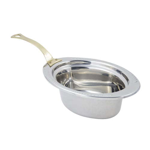 Bon Chef 5403HL Full Oval Food Pan, Long Handle, 4 1/4" Deep, Laurel, Stainless-cityfoodequipment.com