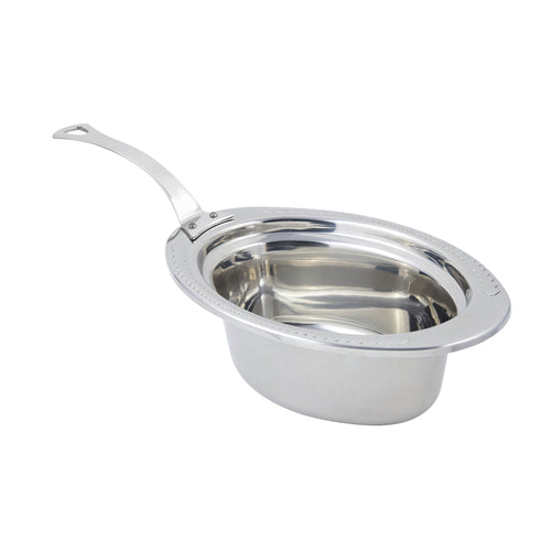 Bon Chef 5403HLSS Full Oval Food Pan, Long Stainless Handle, 4 1/4" Deep, Laurel-cityfoodequipment.com