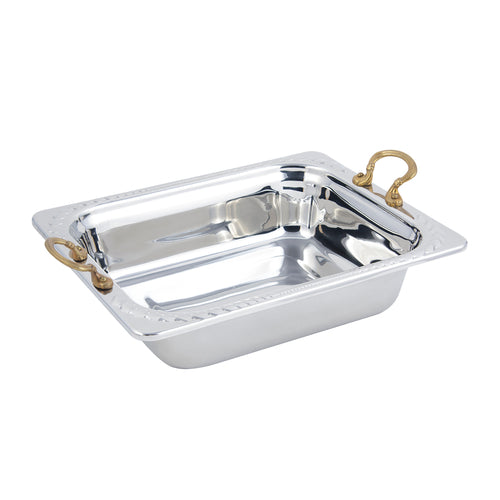 Bon Chef 5409HR 1/2 Size Food Pan W/ Round Handle, 2 3/4" Deep, Laurel, Stainless-cityfoodequipment.com