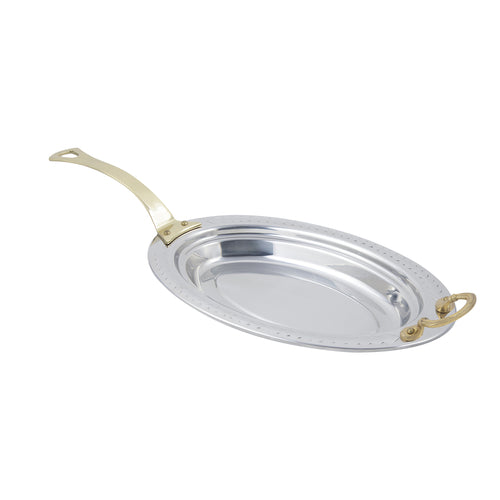 Bon Chef 5488HL Full Oval Food Pan W/ Long Handle, 2" Deep, Laurel, Stainless-cityfoodequipment.com