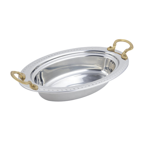 Bon Chef 5499HR Full Oval Food Pan, Round Handle, Heavy Gauge High Polish, Laurel-cityfoodequipment.com